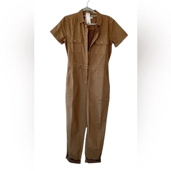 Outerknown SEA suit brown utility jumpsuit linen blend size XS NWT - Picture 3 of 9